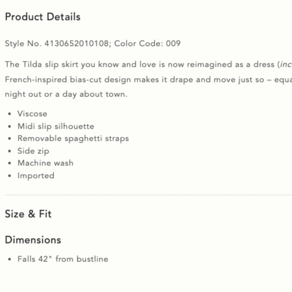 New with tag unworn Anthropologie Tilda Satin Midi Slip Dress.Small. Retail $118 - Picture 5 of 11